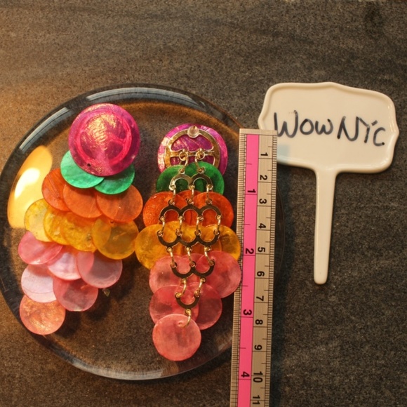 HP ❤️ Colorful Natural shell chandelier earrings colorful bright big statements - Picture 5 of 7